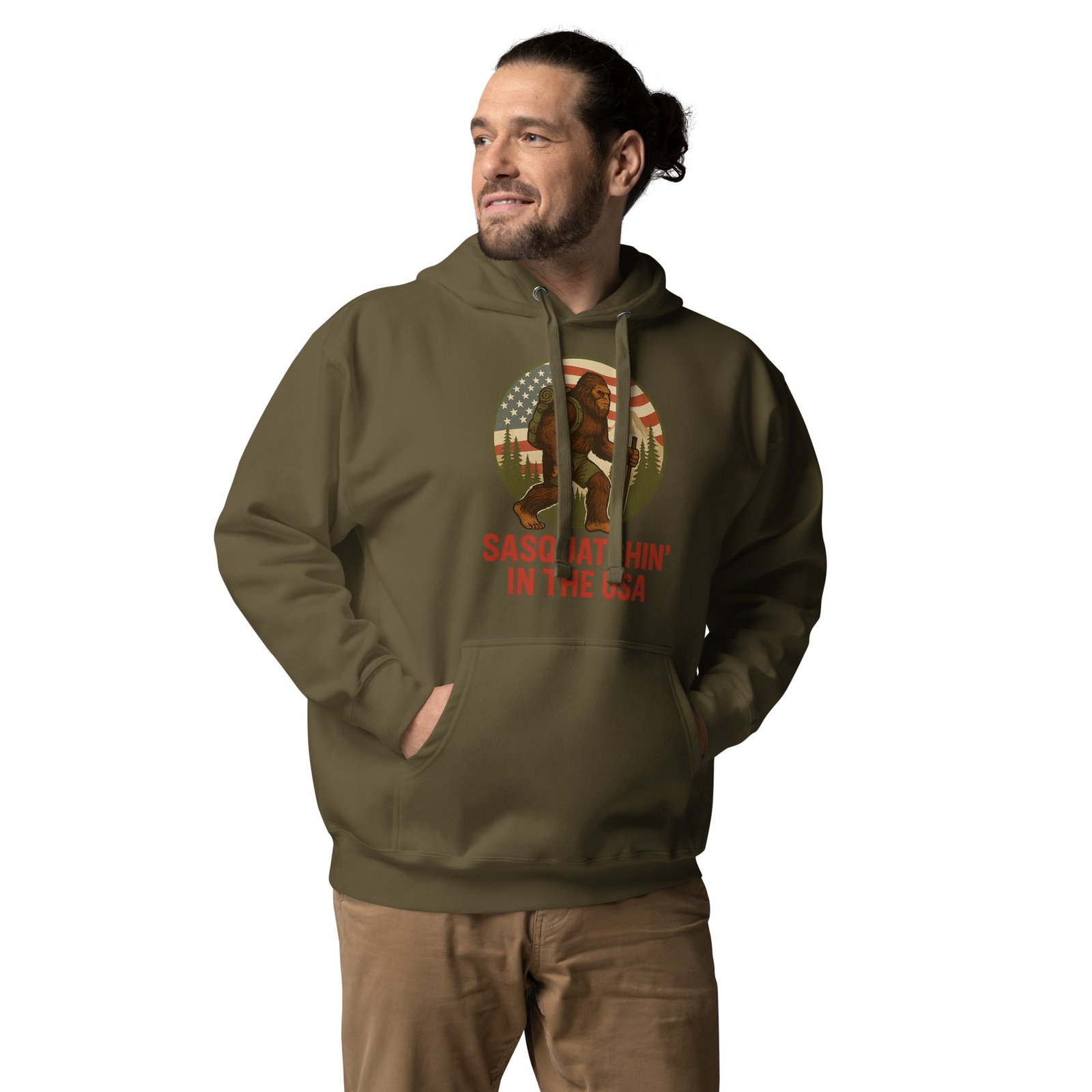 Bigfoot - Sasquatchin In The USA Hoodie - Cotton Heritage M2580 - Unisex - Image 3