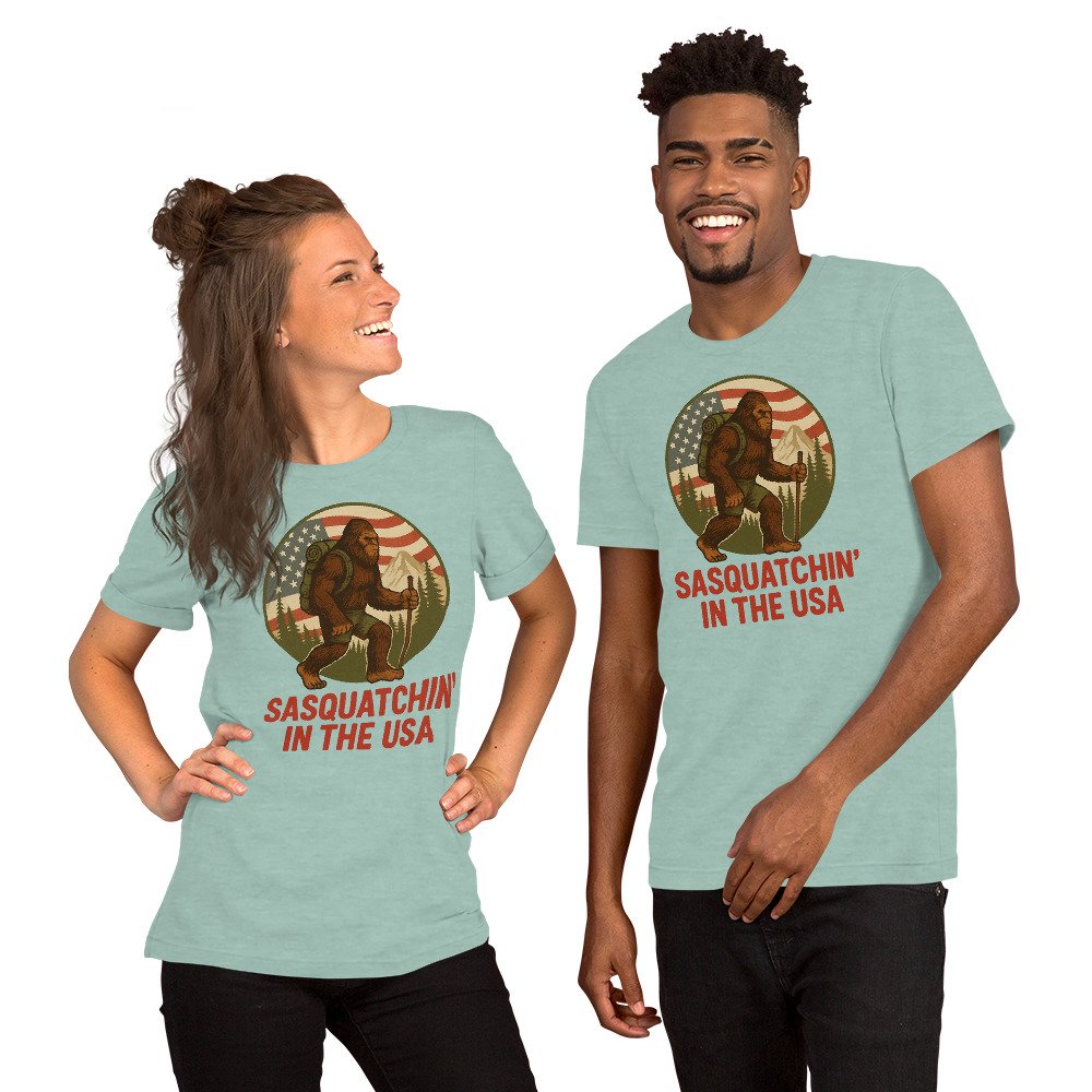 Bigfoot - Sasquatchin In The USA - Bella + Canvas 3001 - Unisex - Image 5