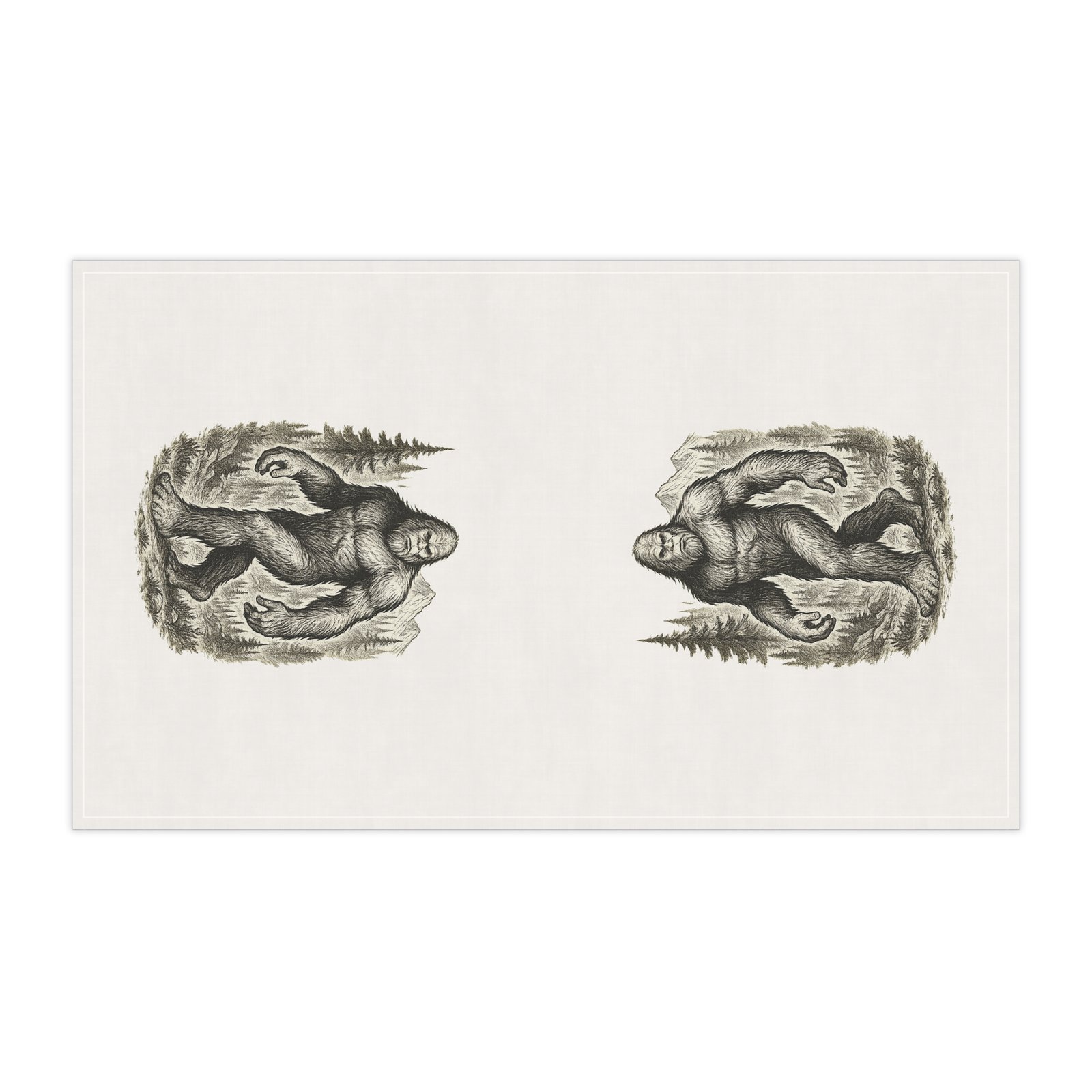 Sasquatch Vintage Illustration Cotton Tea Towel - Image 3